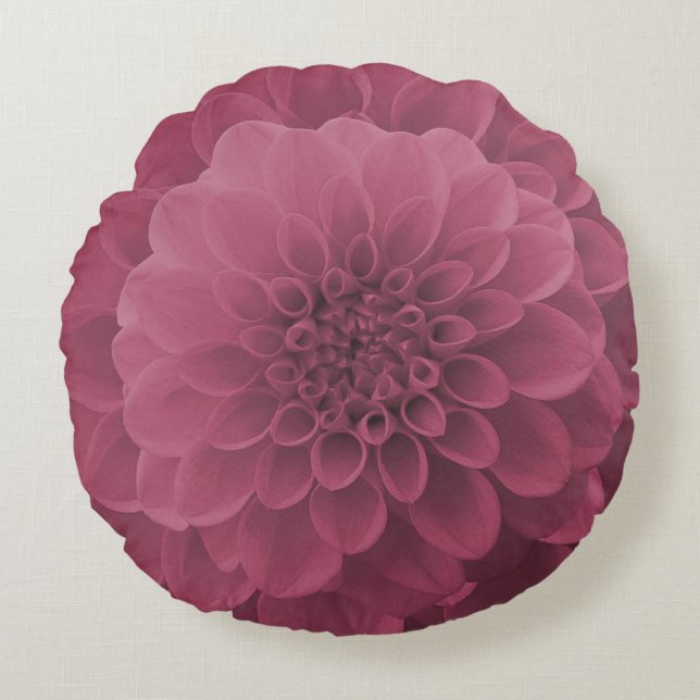 Pink Dahlia Rond Kussen (Voorkant)