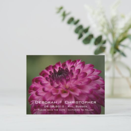Pink Dahlia · Save the Date Briefkaart (Staand voorkant)