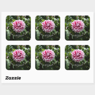 Pink Dahlia Vierkante Sticker
