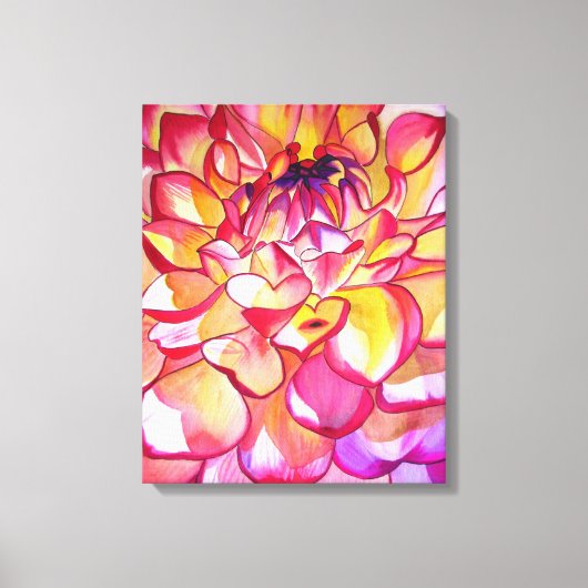 Pink Dahlia waterverf abstract fijnkunstcanvas Canvas Afdruk (Voorkant)