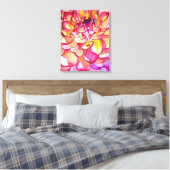 Pink Dahlia waterverf abstract fijnkunstcanvas Canvas Afdruk (Insitu (Slaapkamer))