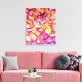 Pink Dahlia waterverf abstract fijnkunstcanvas Canvas Afdruk (Insitu (Woonkamer))