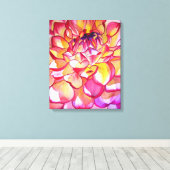 Pink Dahlia waterverf abstract fijnkunstcanvas Canvas Afdruk (Insitu (Houten vloer))