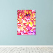 Pink Dahlia waterverf abstract fijnkunstcanvas Canvas Afdruk (Insitu (Houten vloer))