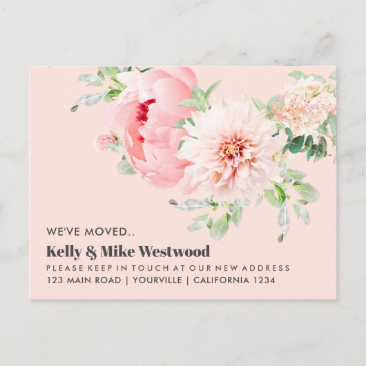 Pink Dahlia We hebben New House verplaatst Briefkaart (Voorkant)