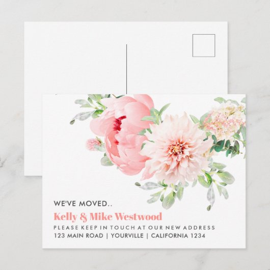 Pink Dahlia We hebben New House verplaatst Briefkaart (Voorkant / Achterkant)