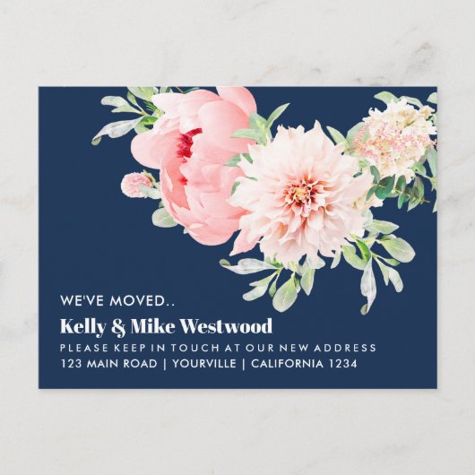 Pink Dahlia We hebben New House verplaatst Briefkaart (Voorkant)
