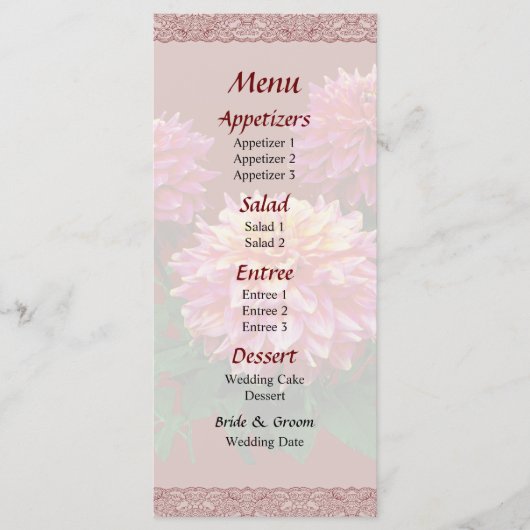 Pink Dahlias Kidd Climax Menu (Voorkant)