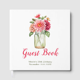 Pink Dahlias Mason Jar Birthday Party Gastenboek