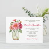 Pink Dahlias Mason Jar Vrijgezellenfeest Kaart (Staand voorkant)