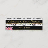 Pink Daisies Black Lace Afstuderen Naam Invoegen Contactkaartje (Voorkant)