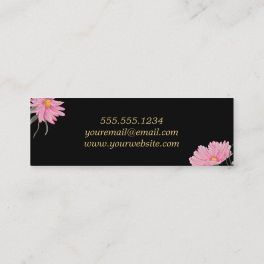 Pink Daisies Black Lace Afstuderen Naam Invoegen Contactkaartje (Achterkant)