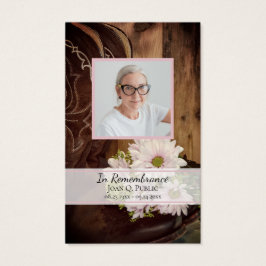 Pink Daisies Boots Western Funeral Memorial Prayer Visitekaartje