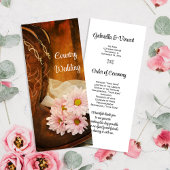 Pink Daisies Cowboy Boots country Wedding Program Programmakaart