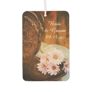 Pink Daisies Cowboy Boots Westerne bruiloft Luchtverfrisser