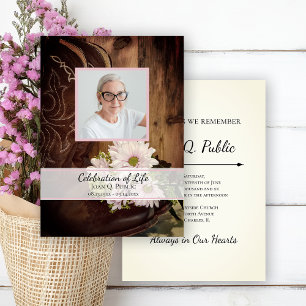 Pink Daisies en Cowboy Boots vieren het leven Kaart