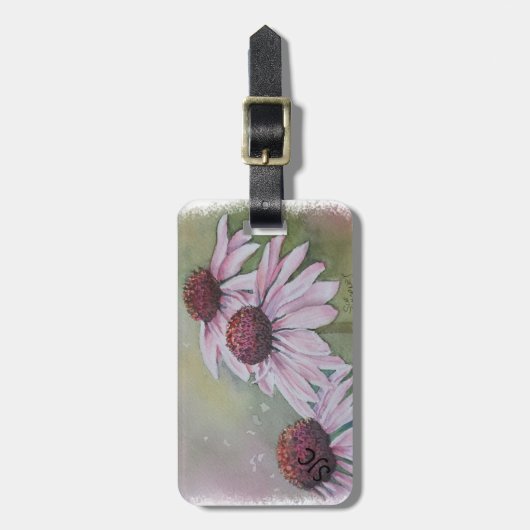 PINK DAISIES PERSONALISEERD BAGAGELABEL (Voorkant verticaal)
