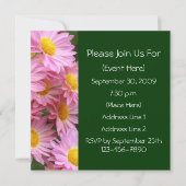Pink Daisies Square Floral Invitation Kaart (Voorkant)