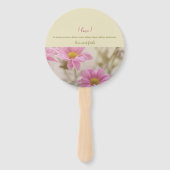 Pink Daisies Wedding Fans Romantische bloemen Handwaaier (Achterkant)