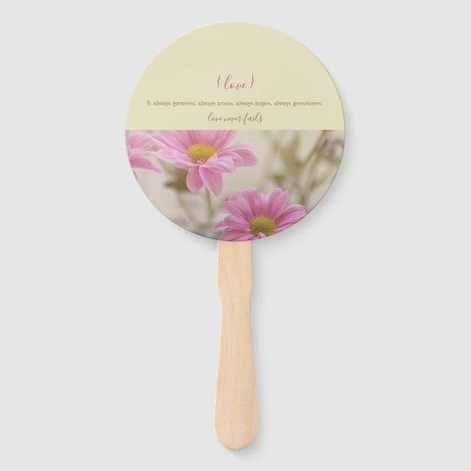Pink Daisies Wedding Fans Romantische bloemen Handwaaier (Achterkant)