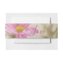 Pink Daisies Wedding Invitation Belly Band Bloemen Uitnodigingen Wikkel