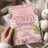 Pink Daisy 2nd Birthday Retro Birthday Kaart