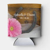 Pink Daisy and Hoefijzer Country Wedding Favor Blikjeskoeler (Voorkant)