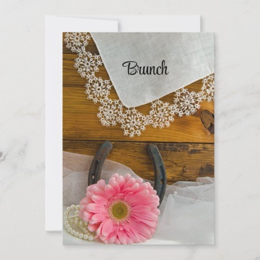 Pink Daisy and Lace Country Post Wedding Brunch Kaart (Voorkant)