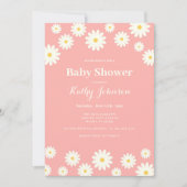 Pink Daisy Baby shower Girl Invitation Kaart (Voorkant)