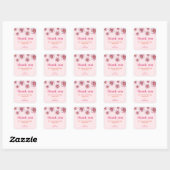 Pink Daisy Baby Shower Square Thank You Sticker (Vel)
