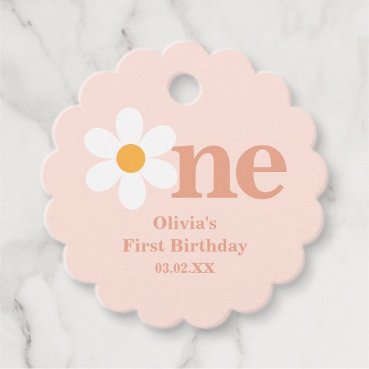Pink Daisy Birthday Party Bedankjes Labels (Voorkant)