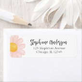 Pink Daisy Birthday Party Etiket (Insitu)