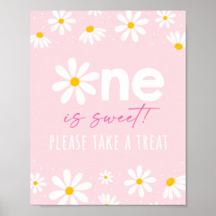 Pink Daisy Birthday Treat Sign Poster
