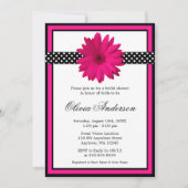 Pink Daisy Black Polka Dots Vrijgezellenfeest Kaart (Voorkant)
