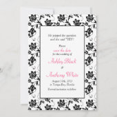Pink Daisy Black White Floral Foto Save the Date (Achterkant)