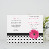 Pink Daisy Black White Polka Dot Wedding Program (Staand voorkant)