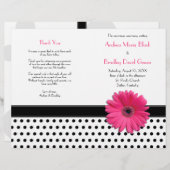 Pink Daisy Black White Polka Dot Wedding Program (Voorkant / Achterkant)