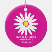 Pink Daisy Bloemenmeisje Foto Keramisch Ornament (Achterkant)