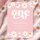 Pink Daisy Boho eerste verjaardag Kaart