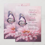 Pink Daisy Butterfly Celebration of Life | PHOTO Kaart (Voorkant / Achterkant)