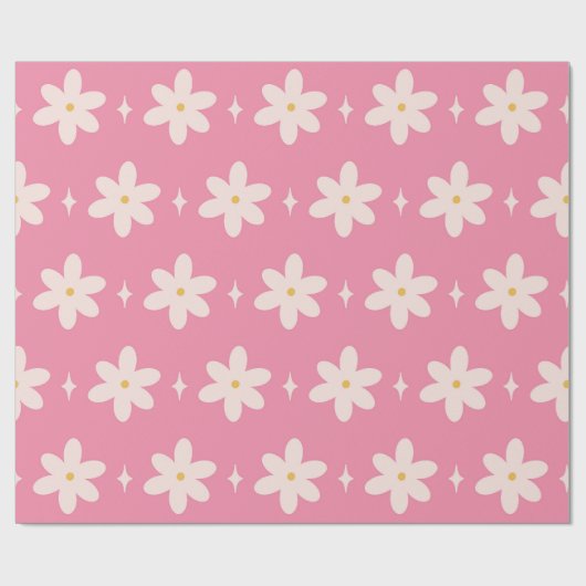 Pink Daisy Charm Cadeaupapier (Vlak)