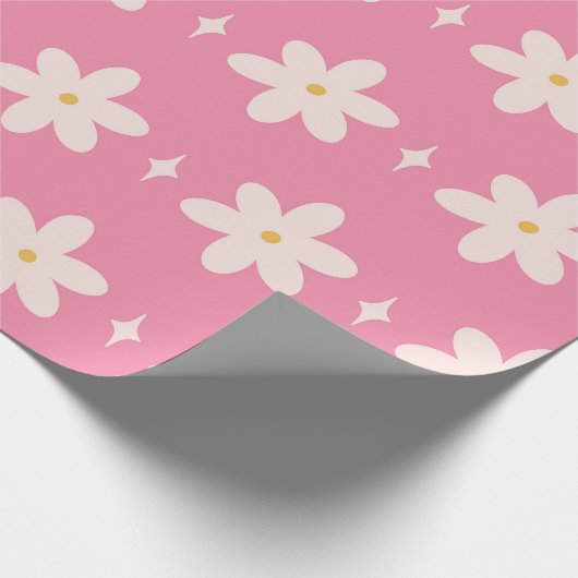 Pink Daisy Charm Cadeaupapier (Hoek)