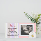 Pink Daisy Custom Photo Card Baby aankondiging (Staand voorkant)