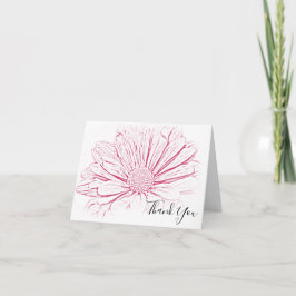 Pink Daisy Effect Floral Hartelijk dank Bedankkaart