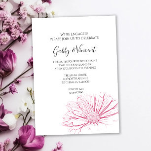 Pink Daisy Effect Floral Wedding Engagement Party Kaart