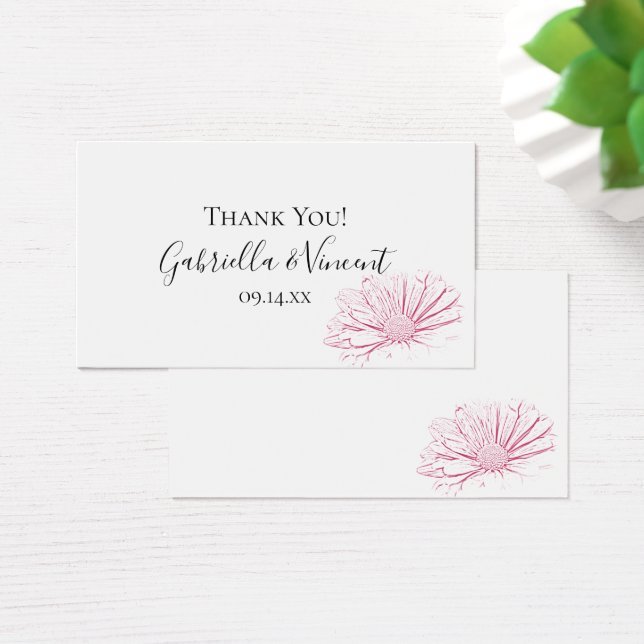 Pink Daisy Effect Floral Wedding Favor Labels Visitekaartje (Bureau)