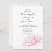 Pink Daisy Effect Floral Wedding Invitation Kaart (Voorkant)