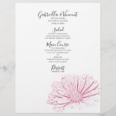Pink Daisy Effect Floral Wedding Menu (Voorkant)