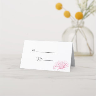 Pink Daisy Effect Floral Wedding Plaatskaartje