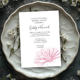 Pink Daisy Effect Floral Wedding Rehearsal Dinner Kaart